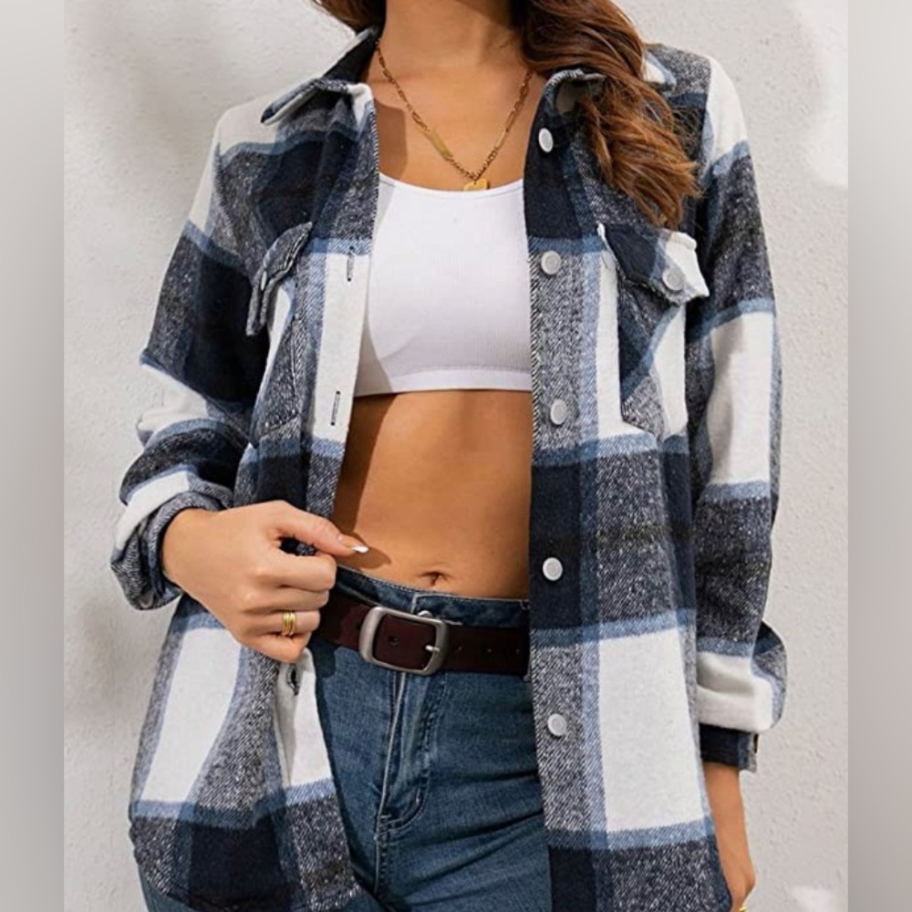 Blue plaid shacket